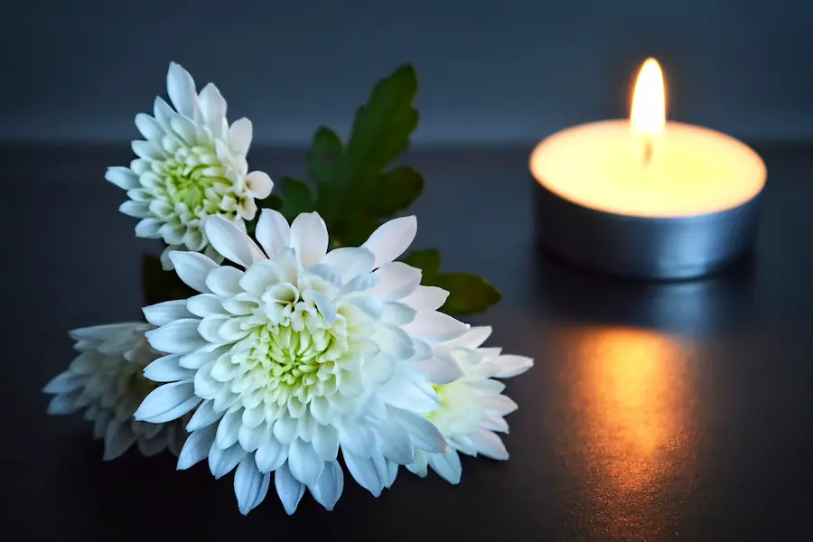 flowers and candle